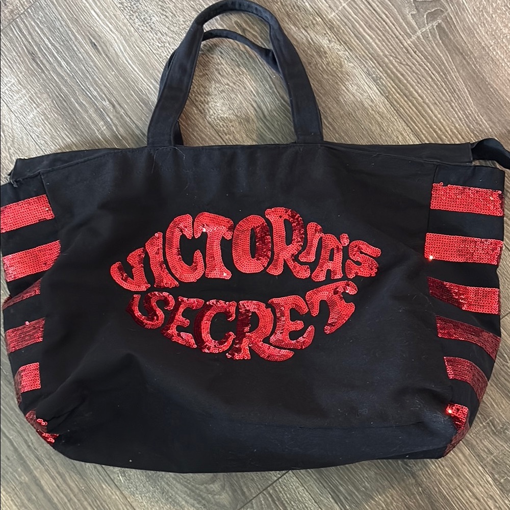 Victoria's Secret Black and Red Tote Bag